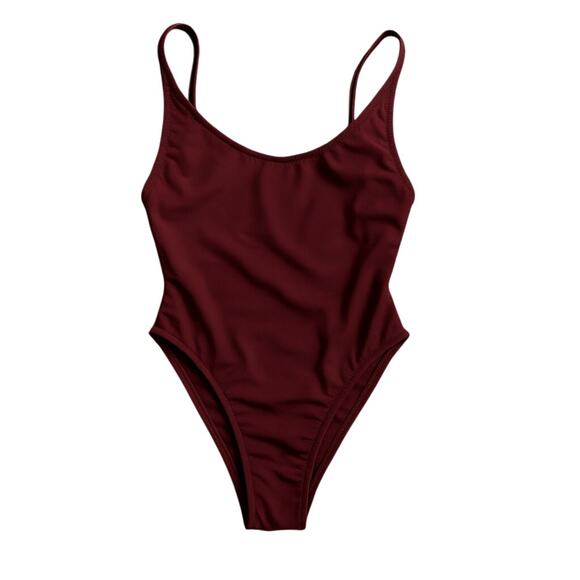 LIONESS Burgundy One-Piece Swimsuit Size XS | Adjustable Back Straps | Sexy Cut - Picture 2 of 6